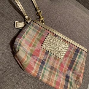 COACH plaid wristlet